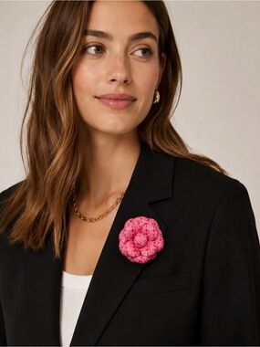 Pink Tweed Flower Brooch
